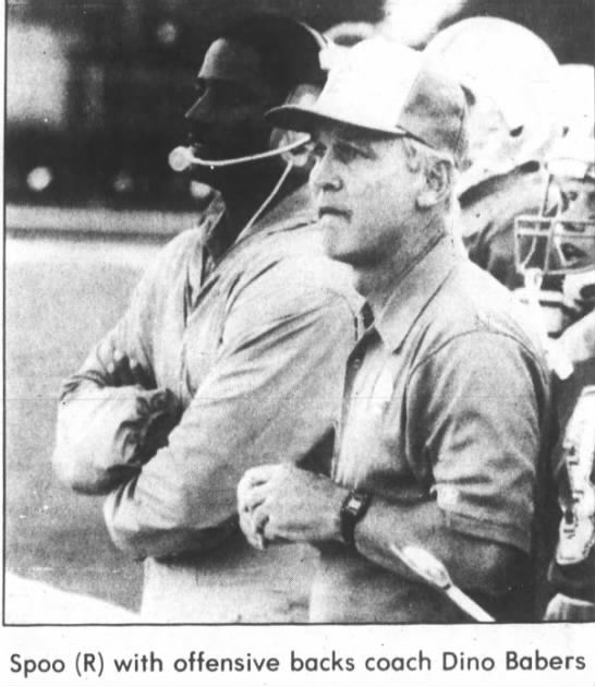 Spoo with offensive backs coach Dino Babers
